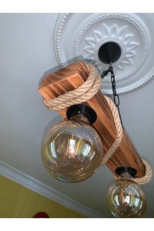 Chandelier - Wooden Rope Rustic Chandelier Pendant Lamp Set of 2 - Derin