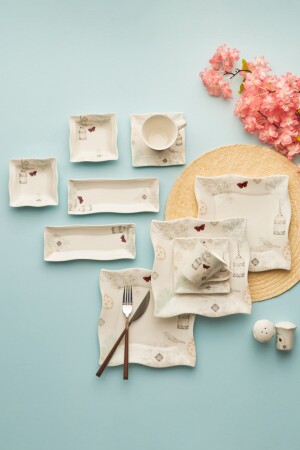 Charlot 32 Piece Breakfast Set for 6 Persons Square 153. 03. 07. 8697 - Karaca
