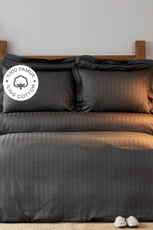 Charm Bold Antrasit Pamuk Saten Çift Kişilik Nevresim Takımı 200.17.01.0168 - Karaca Home