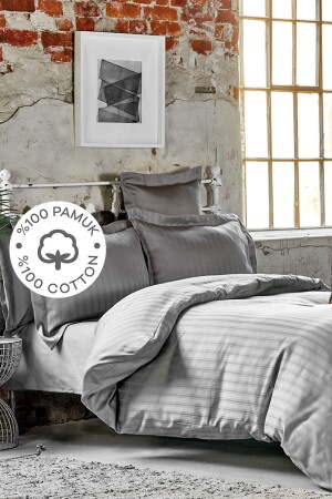 Charm Bold Gri %100 Pamuk Çift Kişilik Nevresim Takımı 200.16.01.0064 - Karaca Home