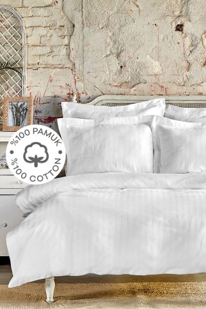 Charm Bold White Doppelbettbezug-Set aus 100 % Baumwolle 8680214225424 - Karaca Home