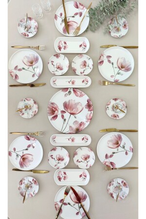 Charming Rose 21 Piece Breakfast Set for 6 Persons Breakfast Set - Yiğit Seramik Züccaciye