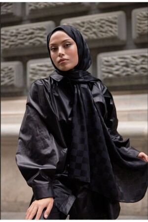 Checker Pattern Cotton Jacquard Shawl - Bonjela