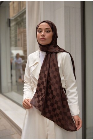 Checkerboard Patterned Cotton Jacquard Shawl - Bonjela