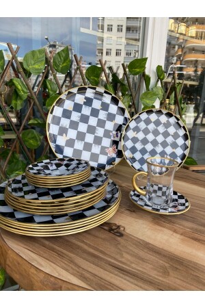 Checkered 24 Piece Set Checkered cup 24 piece set - GÜRCÜGLASS