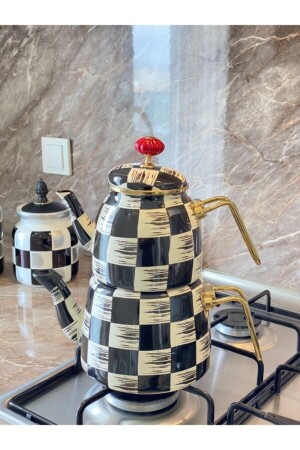 Checkered Luxury Enamel Teapot 943463 - Sembol