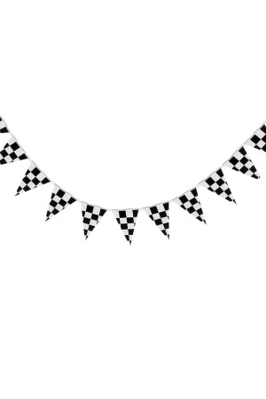 Checkered Racing Themed Triangle Flag 10 Pieces - Partifabrik