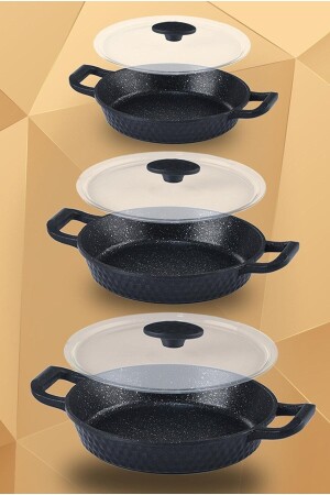 Chef Iron Cast Granite Omelette Eggs with Lid and Pan Set 16-18-20cm Set MUBA- chef polo - Polo