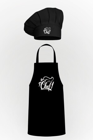Chef Lettering and Chef Hat Design Cork Bonnet & Kitchen Apron Advantage Package TTMP0673 - Tasarım Trend