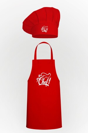 Chef Lettering and Chef Hat Design Cork Bonnet & Kitchen Apron Advantage Package TTMP0673 - Tasarım Trend