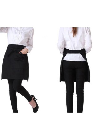 Chef Waiter Cafe Cook Barista Black Half Waist Apron Kitchen Apron Master Chef Cafe Restaurant - Biz Class