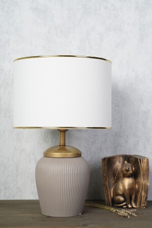 Chenille Handmade Ceramic Lampshade White Beige TM167 - hmydesign