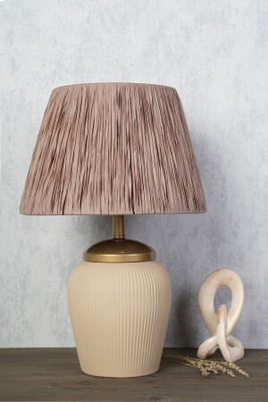 Chenille-Keramik-Lampenschirm, cremebraun, TM167 - hmydesign