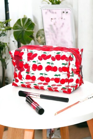 Cherry Pattern Transparent Makeup Bag - Synee