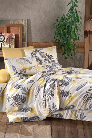 Chery Bettbezug-Set aus 100 % Baumwolle für Doppelbetten (4-teilig) Q-NEV-99724 - Evlen Home Collection