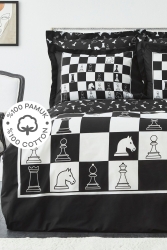 Chess %100 Pamuk Siyah Çift Kişilik Nevresim Takımı 200.18.01.0731 - Karaca Home