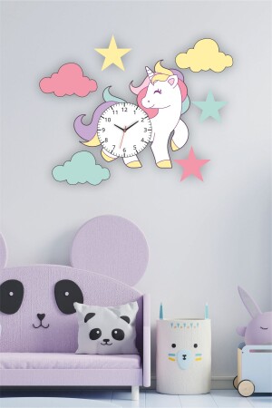 Children & Baby Room Unicorn Wooden Wall Clock TG880 - Teknograf