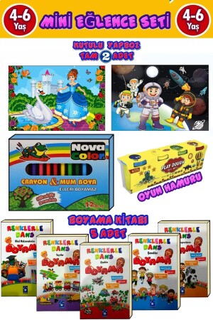 Children Will Love This Set (2 Puzzle-Play Dough-crayon-5 Coloring Books) - Gönül Yayincilik