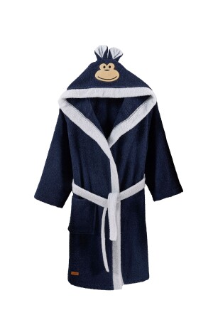 Children's Bathrobe 100% Cotton Hooded Children's Bathrobe Baby Bathrobe for Girls and Boys Petrol Blue ELYPRKR00650 - ELY PARKER