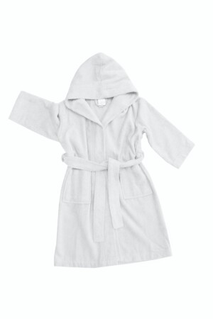 Children's Bathrobe Hooded White 100% Cotton - Fg Home