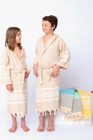 Children's Bathrobe Peshtemal Milk Coffee 13936272 - Vinebedding