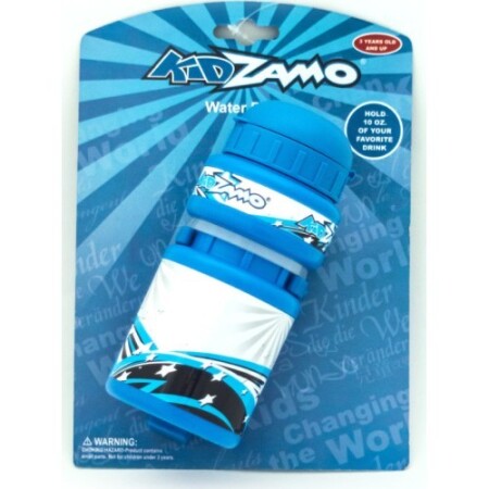 Children's drinking bottle with holder KidZamo Star 300ml (white/blue) - KidZamo