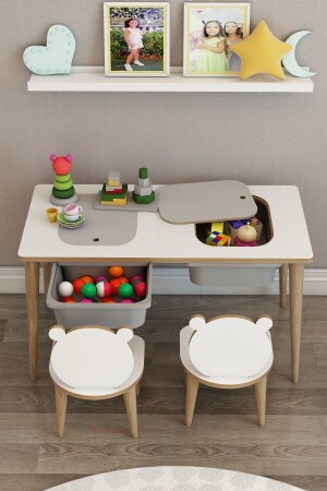 Children's Game Activity Study Table with Backrest masaorg-b - moniev