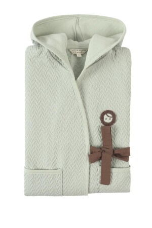 Children's Jacquard Bathrobe Green Organic Cotton PRA-9285077-682031 - Little Gusto