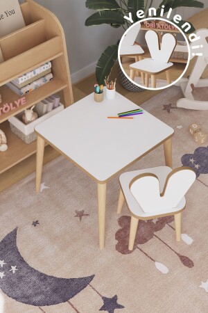 Children's Play Activity Table 45x45 Cm Children's Study Desk Table Chair Set 45x45HAM1C - OBİ Atölye