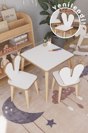 Children's Play Activity Table 45x45 Cm Children's Study Table with 2 Chairs 45x45HAM2C - OBİ Atölye