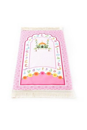 Children's Prayer Mat Aksa Pink 82×45 Cm 110 Gr - With Prayer Beads Gift - İkranur