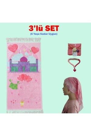 Children's Prayer Rug Prayer Rug Set Practical Bone Prayer Beads Prayer Set with Pink Balloon - Pawwy