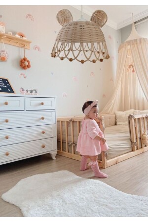 Children's Room Beaded Ear Chandelier Bohemian Rattan Bamboo Wicker Chandelier 35cm - Staphome
