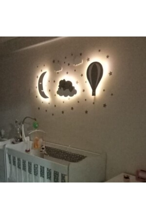 Children's Room Decorative Wooden Night Lamp LED Lighting krky345 - Işıklı Toplar Türkiye