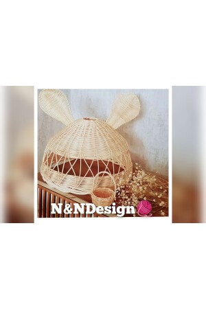Children's Room Eared Chandelier Rattan Bamboo Wicker Chandelier Çoka1 - Veneris Home