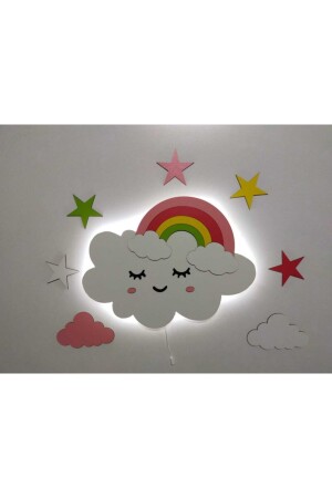 Children's Room Rainbow Cloud Wooden Led fbrkahsp0001 - fabrikahşap