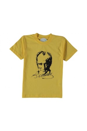 Children's Yellow Unisex Ataturk Printed T-shirt - Genel Markalar
