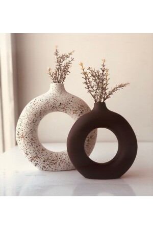 Chocolate Ring Vase Set of 2 20x17 - 15x14 Cm - Thiramis Homeconcept
