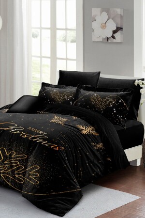 Christmas Decoration Black Christmas 100% Cotton Satin 3d Double Duvet Cover Set monohome1160YB - Monohome