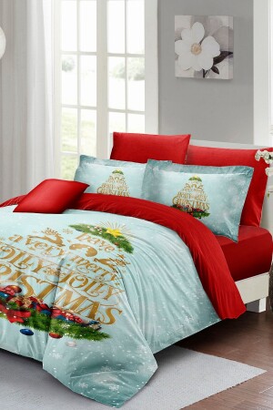 Christmas Decoration Holly & Jolly Christmas 100% Cotton Satin 3d Double Duvet Cover Set monohome1399YB - Monohome