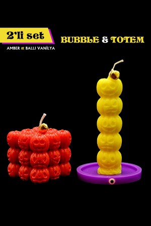 Christmas Decorative Pumpkin Candle Set of 2 - Gift Pumpkin Bubble and Pumpkin Totem - Joker Abdul