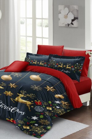 Christmas Duvet Cover Set (With Elastic Sheets) Double 100% Cotton Satin Deer Christmas MONOHOME40925 - Monohome