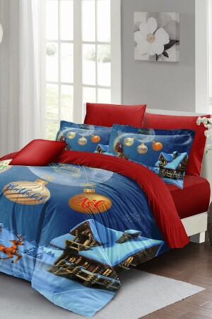 Christmas Duvet Cover Set (With Elastic Sheets) Double 100% Cotton Satin Wish Christmas MONOHOME41120 - Monohome