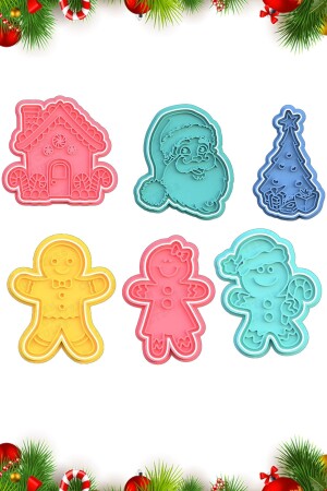 Christmas New Year Cookie Mold Model Sugar Dough Mold with 6 Different Cutters MODELBOYA117 - Hobist