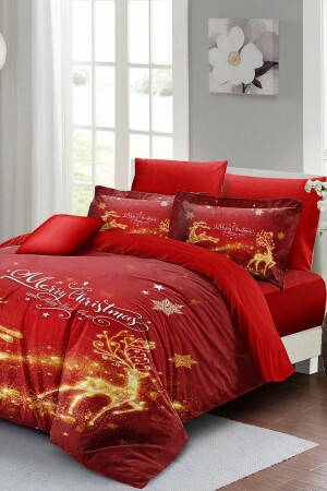 Christmas Ornament Gold Deers Christmas 100% Cotton Satin 3d Double Duvet Cover Set monohome0576YB - Monohome