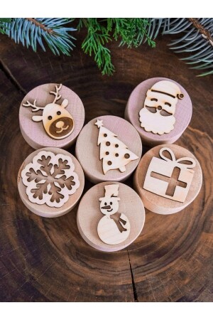 Christmas Wooden Stamp Set - 6 Pieces - Bonnie Play Dough