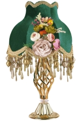 Çiçek Dekorlu Abajur Gold Hürrem Yeşili Klasik Model PRA-2595948-7084 - Dekovien