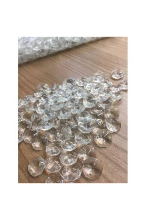 Çift Delikli Baskı Octagon 14 Mm Kristal Cam Avize Taşı Kristal Sekizgen Avize Taşı 100 Adet A21082101 - ADA AVİZE