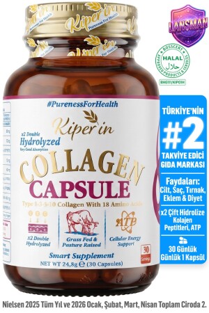 Çift Hidrolize Multi Kolajen Kapsül | ATP, Hyaluronik Asit, D3, Biotin, Selenyum, Çinko ve Vitamin C - Kiperin