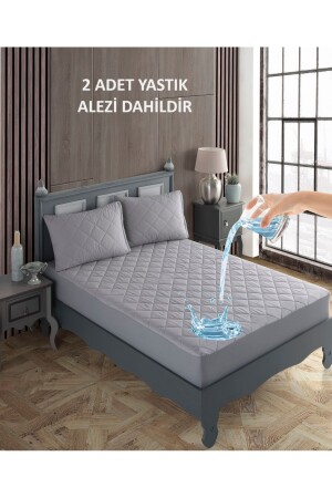 Çift Kişilik Alez Seti %100 Pamuk Kapitone Su Sıvı Geçirmez Yatak Yastık Alezi Yatak Yastık Koruyucu - Sevilya